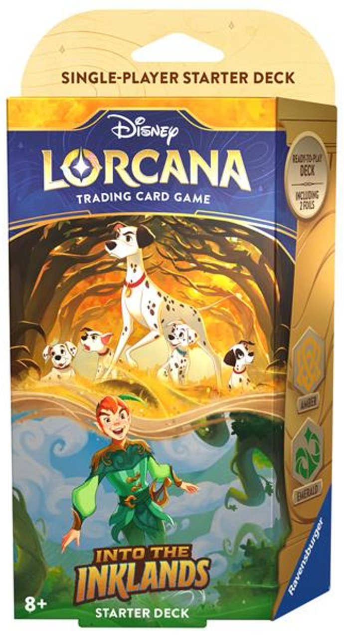 Disney Lorcana: Into The Inklands Starter Deck – Amber & Emerald (Pongo & Peter Pan)