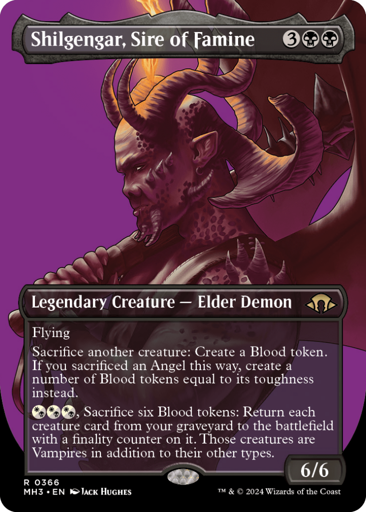 Magic: The Gathering card: Shilgengar, Sire of Famine, Legendary Creature - Elder Demon