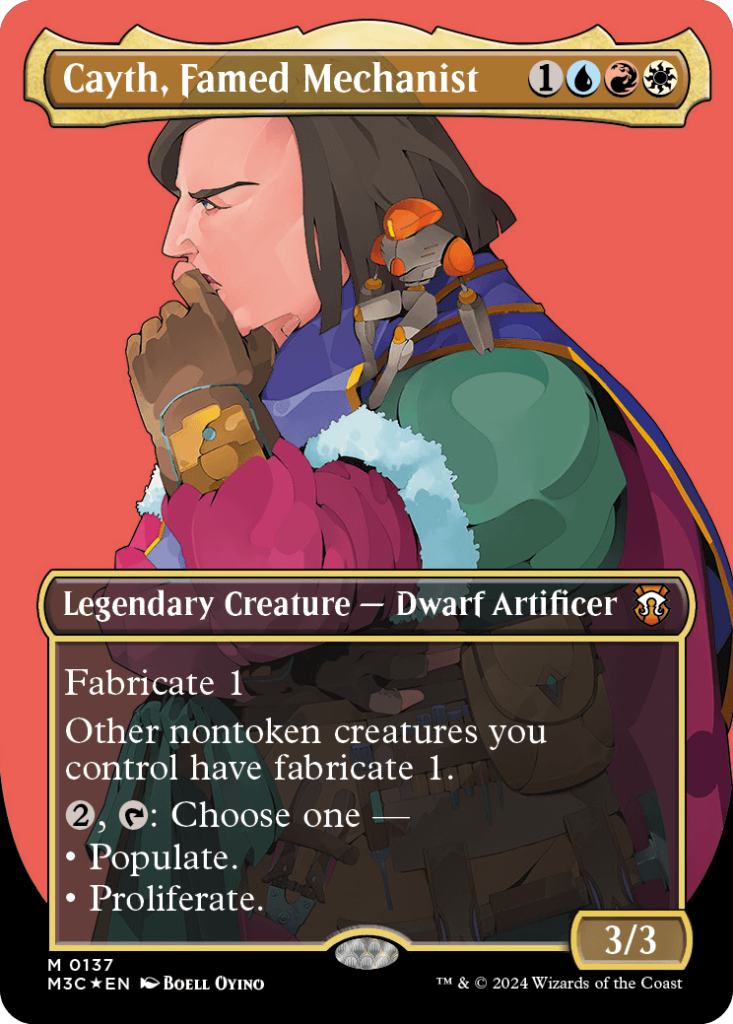 Magic: The Gathering card: Cayth, Famed Mechanist, Legendary Creature - Dwarf Artificer