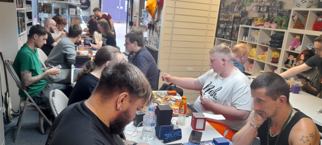 Round 4: Players at the Yu-Gi-Oh OTS tournament at Guild of Games, on 01/08/2024