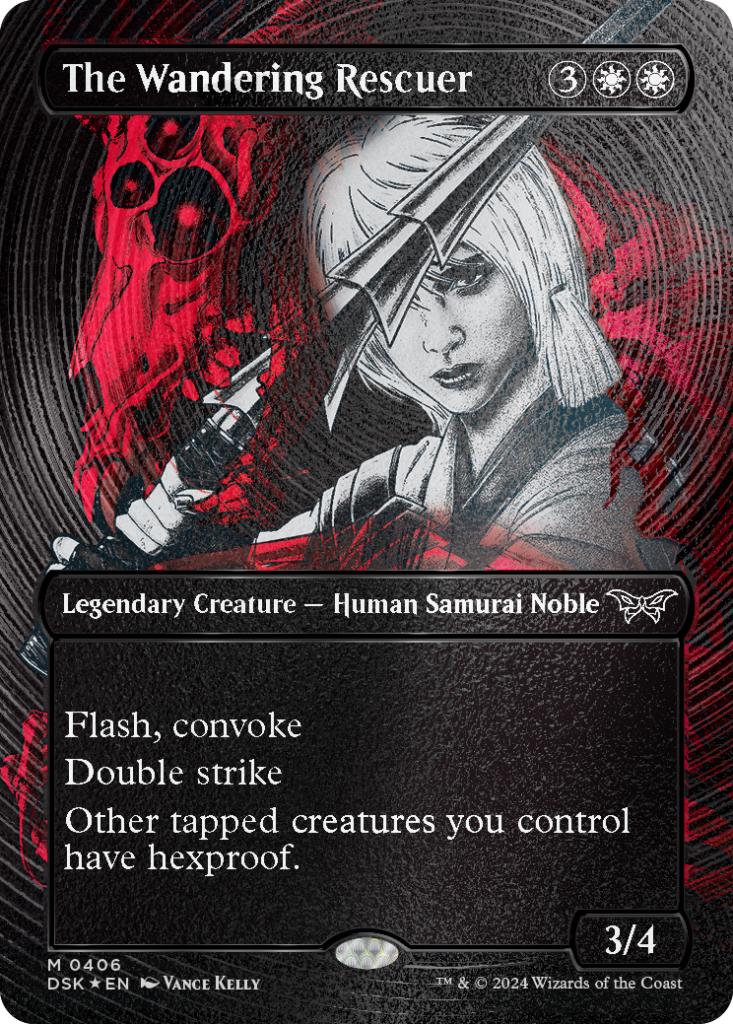 Magic The Gathering Card, The Wandering Rescuer, Legendary Creature - Human Samurai Noble