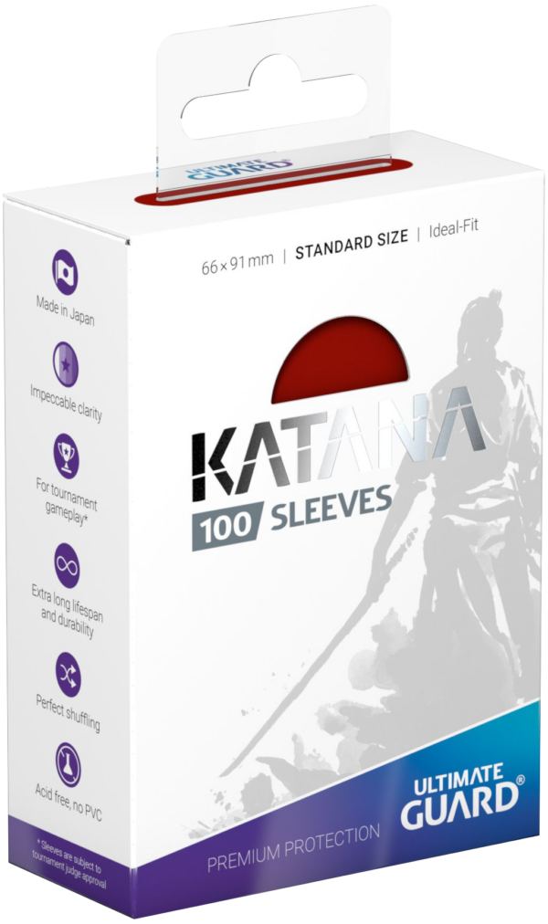 Ultimate Guard Katana 100 Standard Size Red Sleeves 66 x 91 mm