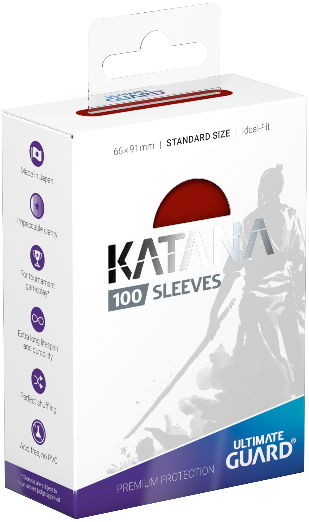 Ultimate Guard Katana 100 Standard Size Red Sleeves 66 x 91 mm