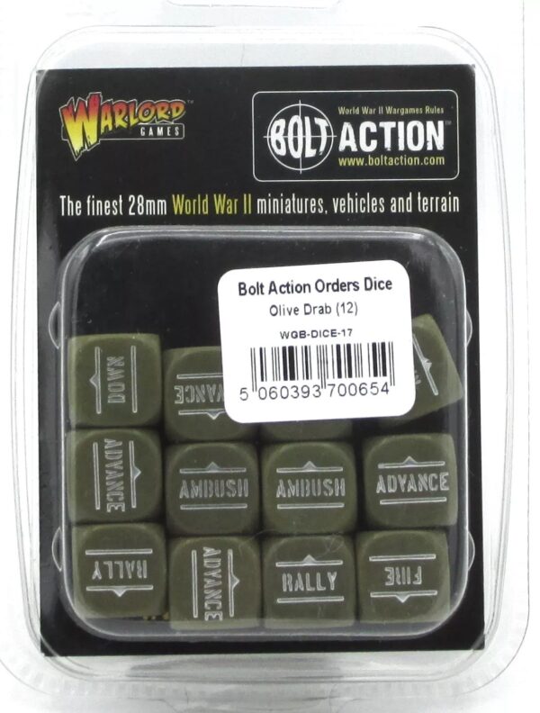 Warlord Games Bolt Action - Bolt Action Orders Dice - Olive Drab (12) WGB-DICE-17