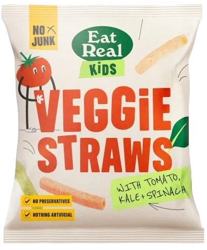 Eat Real Kids Veggie Straws with Tomato, Kale + Spinach 20g