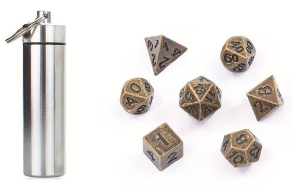 Mini Dice Set in Small Metal Tube