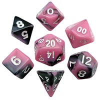 Mini Polyhedral Dice Set: Pink/Black w/ White Numbers