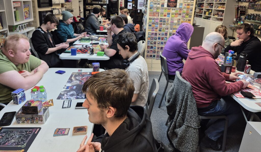 Yu-Gi-Oh OTS Tournament at the Guild of Games on Thu 16th Jan 2025 with TJ, Ben, Aiden, Lexx and 14 other players actively duelling.